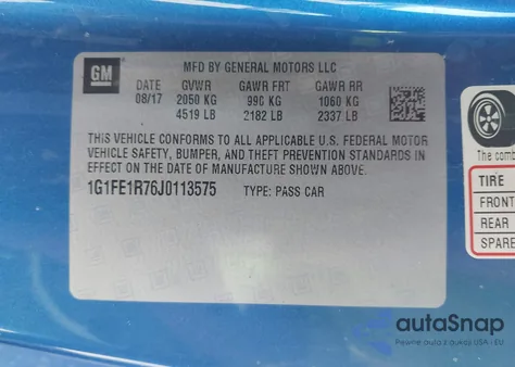 2018 Chevrolet Camaro 1Ss z USA, uszkodzony, nr VIN 1G1FE1R76J0113575